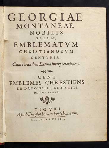 Frontispice of a book by Georgette de Montenay